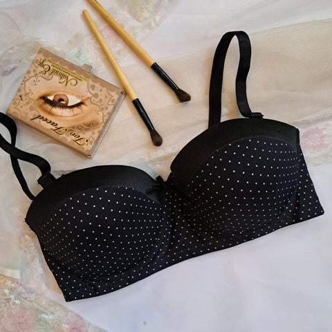 Single Padded Ring Bra with Polka Dots With Half Silk Pad