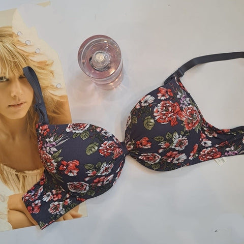 Single Padded Spring Flower Pushup Bra With Smooth Alastic