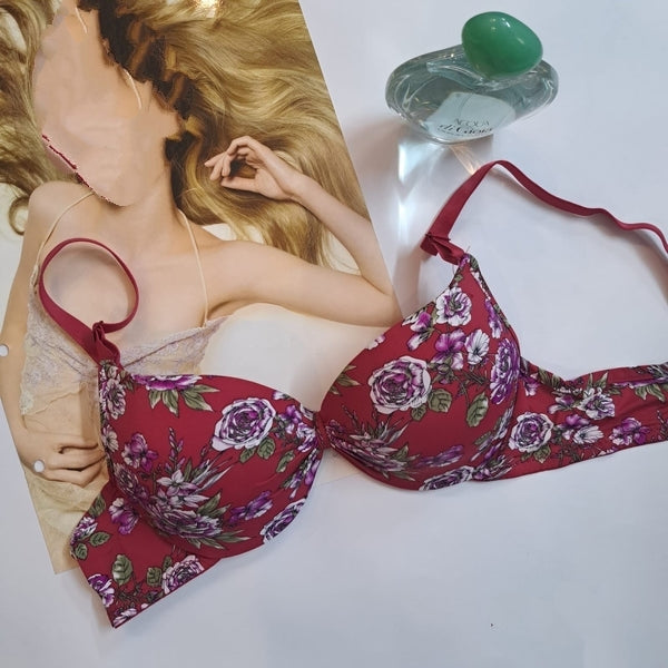 Single Padded Spring Flower Pushup Bra With Smooth Alastic